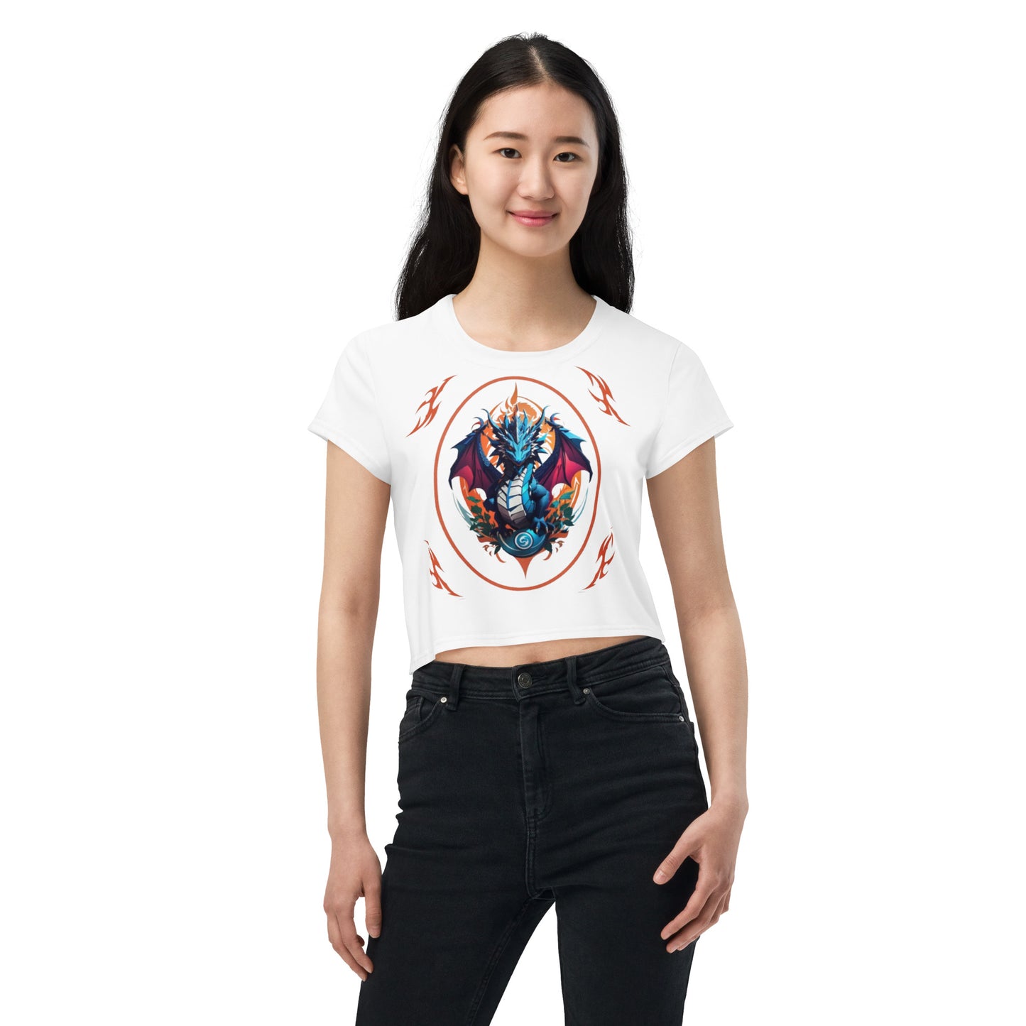 Camiseta Cropped com Impressão All-over