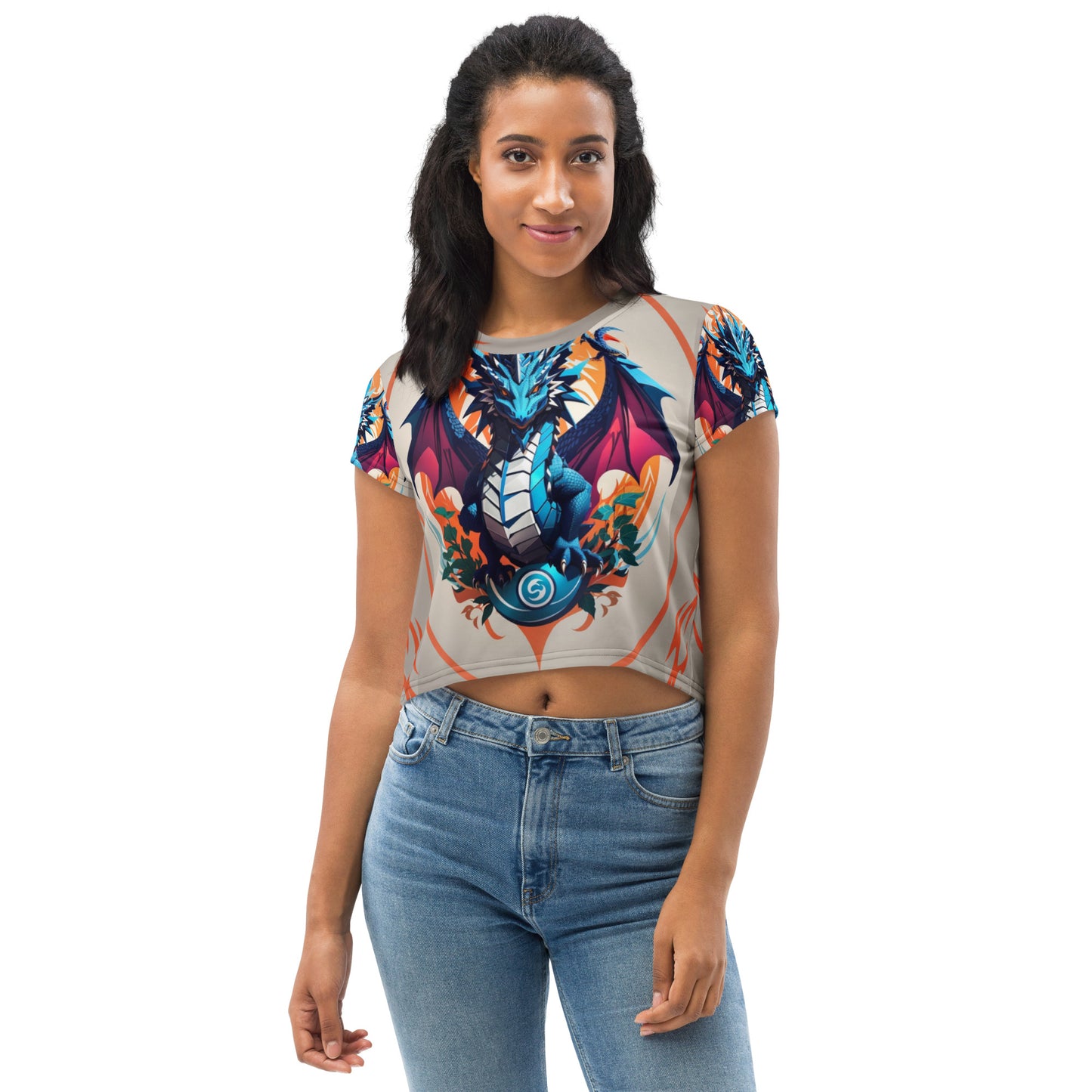 Camiseta Cropped com Impressão All-over