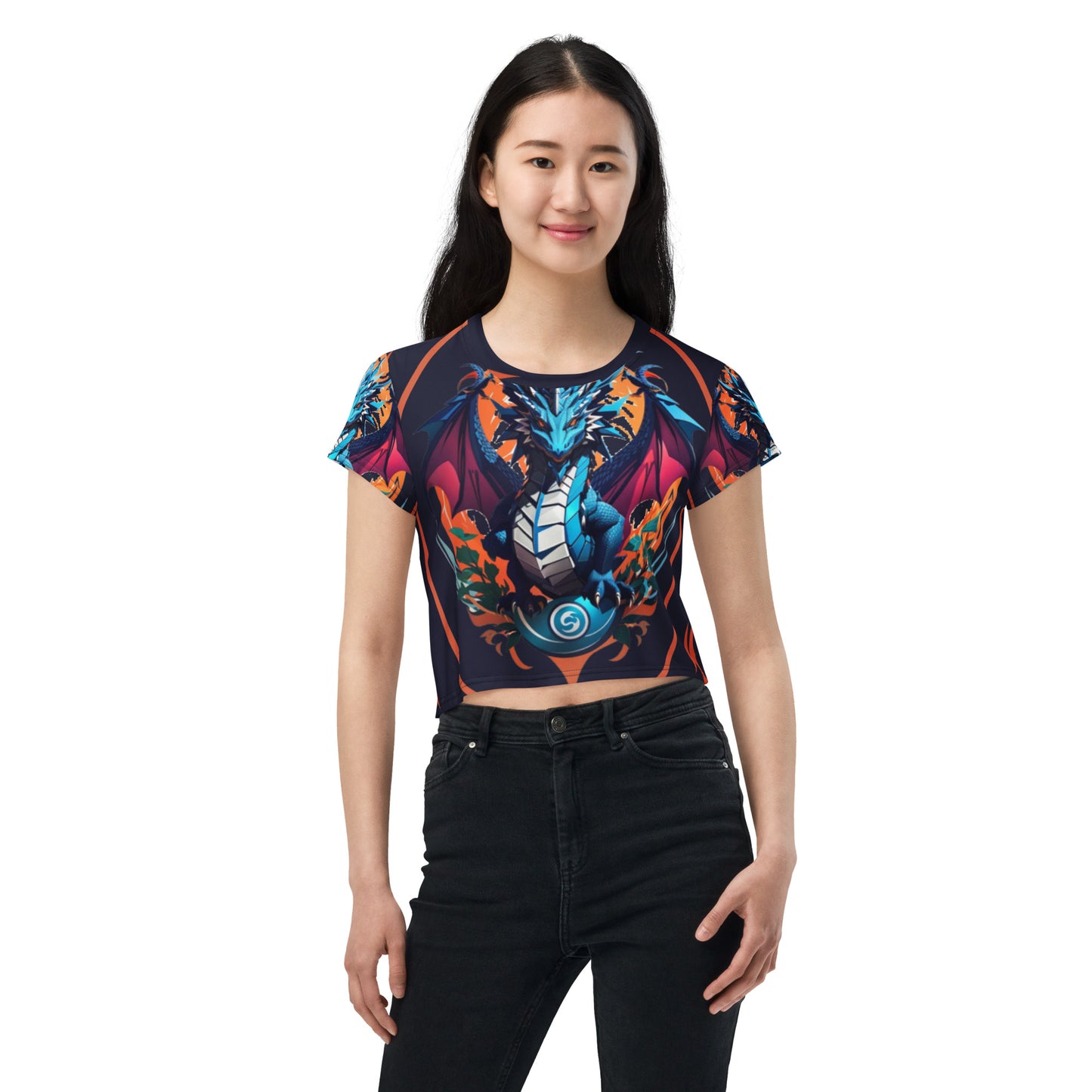Camiseta Cropped com Impressão All-over