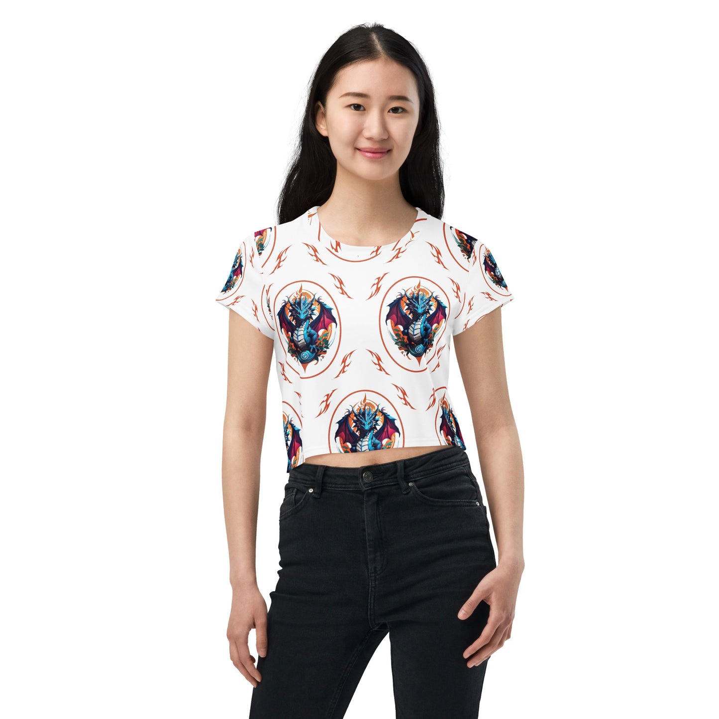 Camiseta Cropped com Impressão All-over