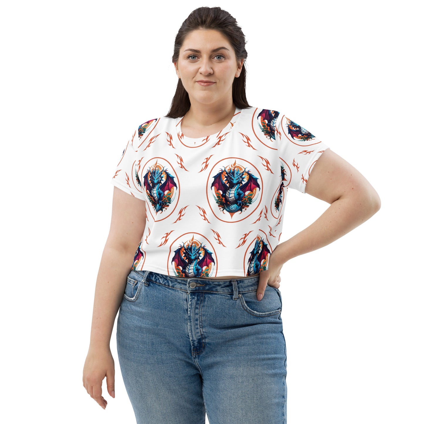 Camiseta Cropped com Impressão All-over