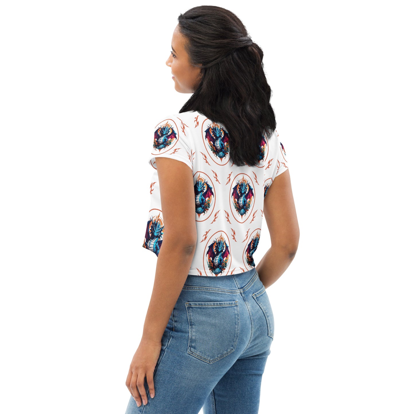 Camiseta Cropped com Impressão All-over