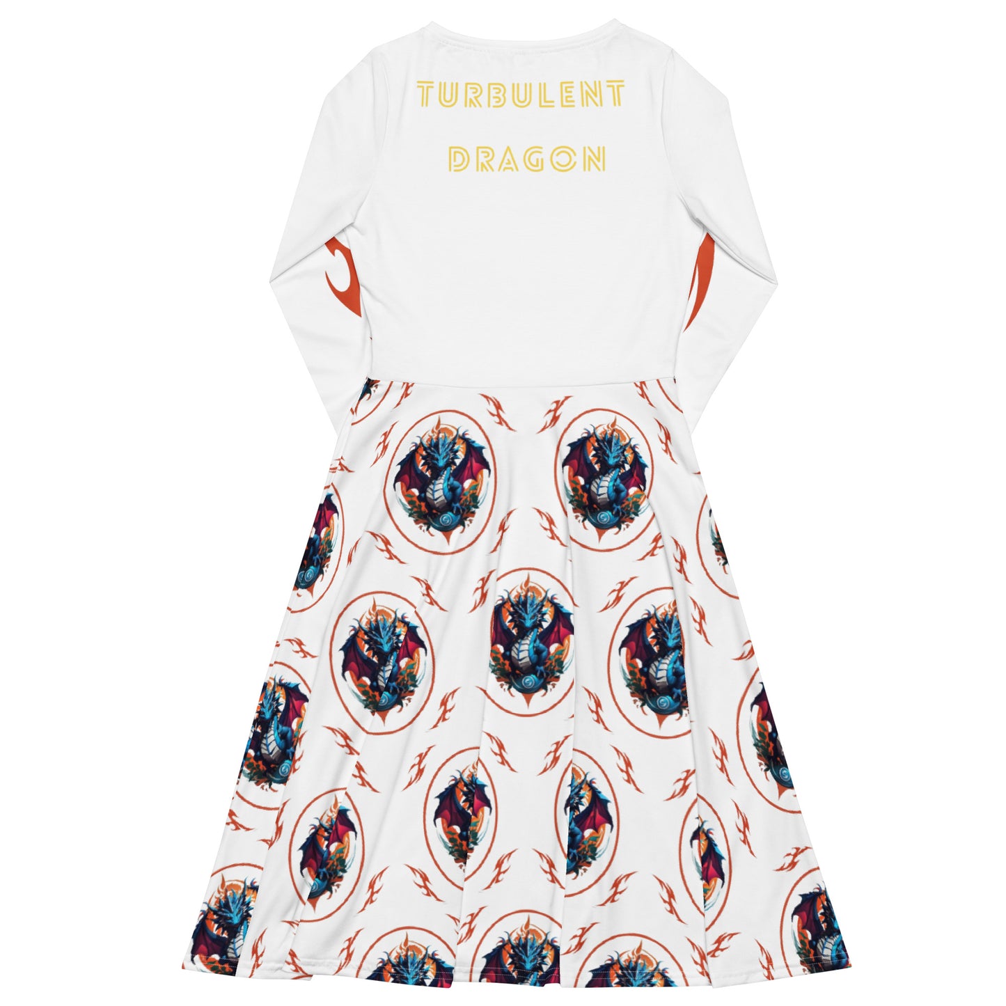 Vestido midi de manga comprida com impressão all-over