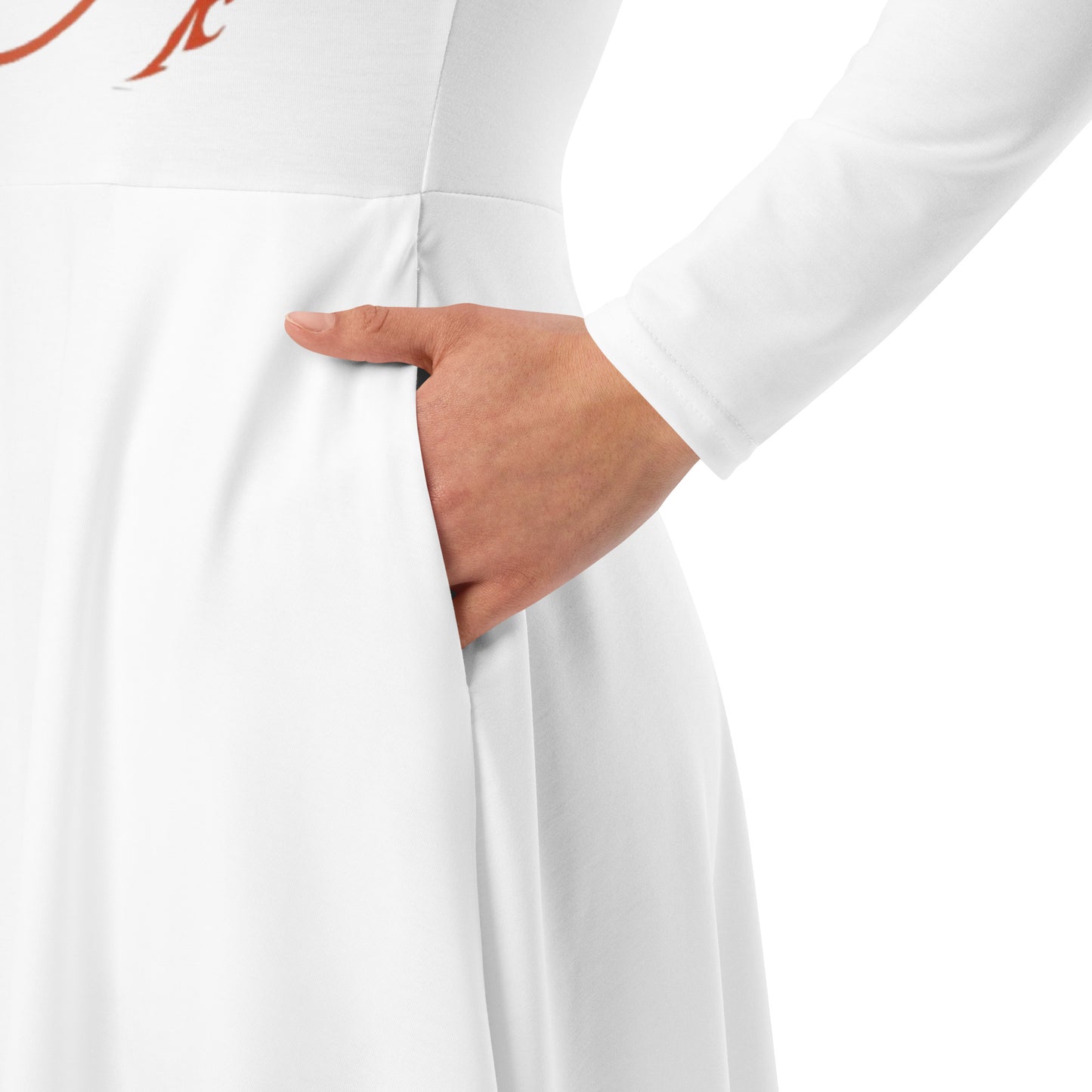 Vestido midi de manga comprida com impressão all-over