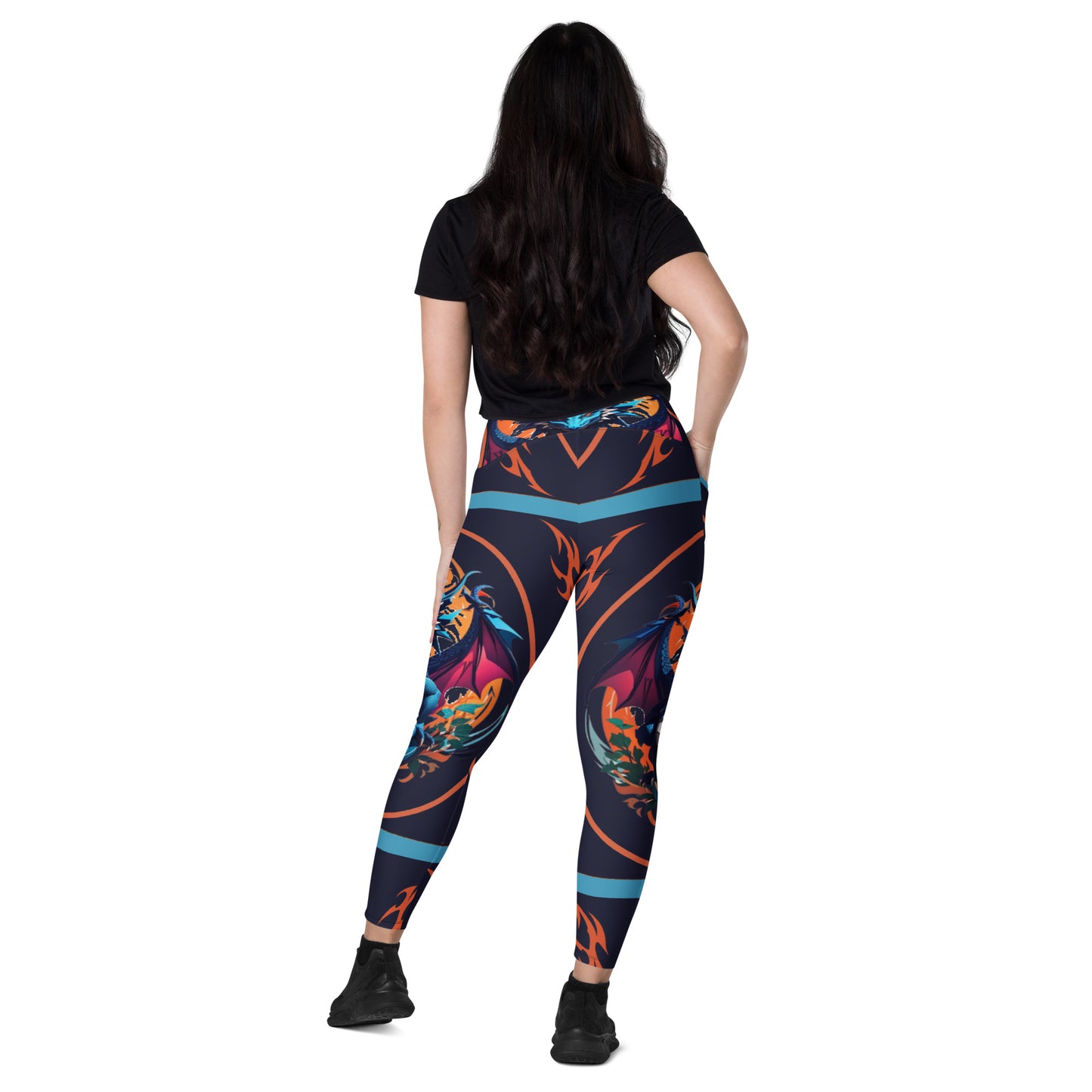 Legging cruzada com bolso e impressão all-over