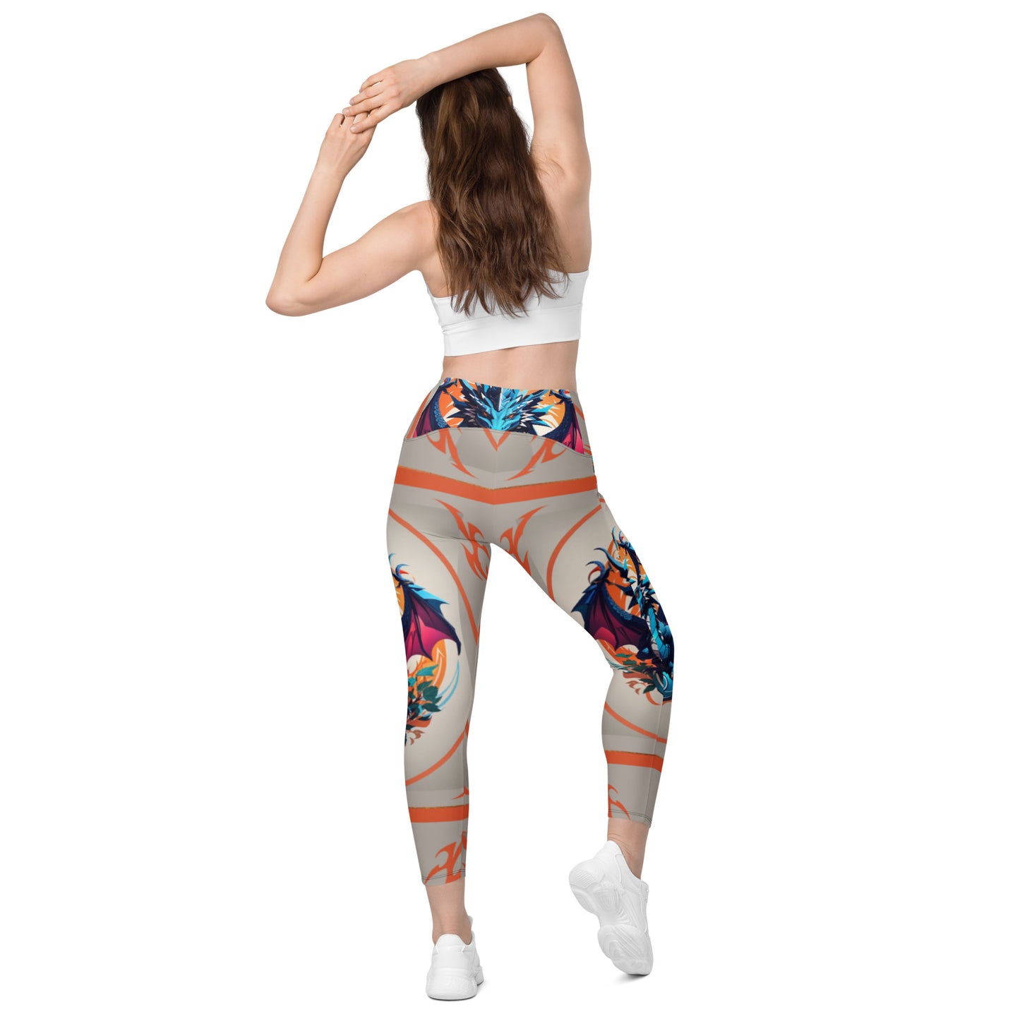 Legging cruzada com bolso e impressão all-over