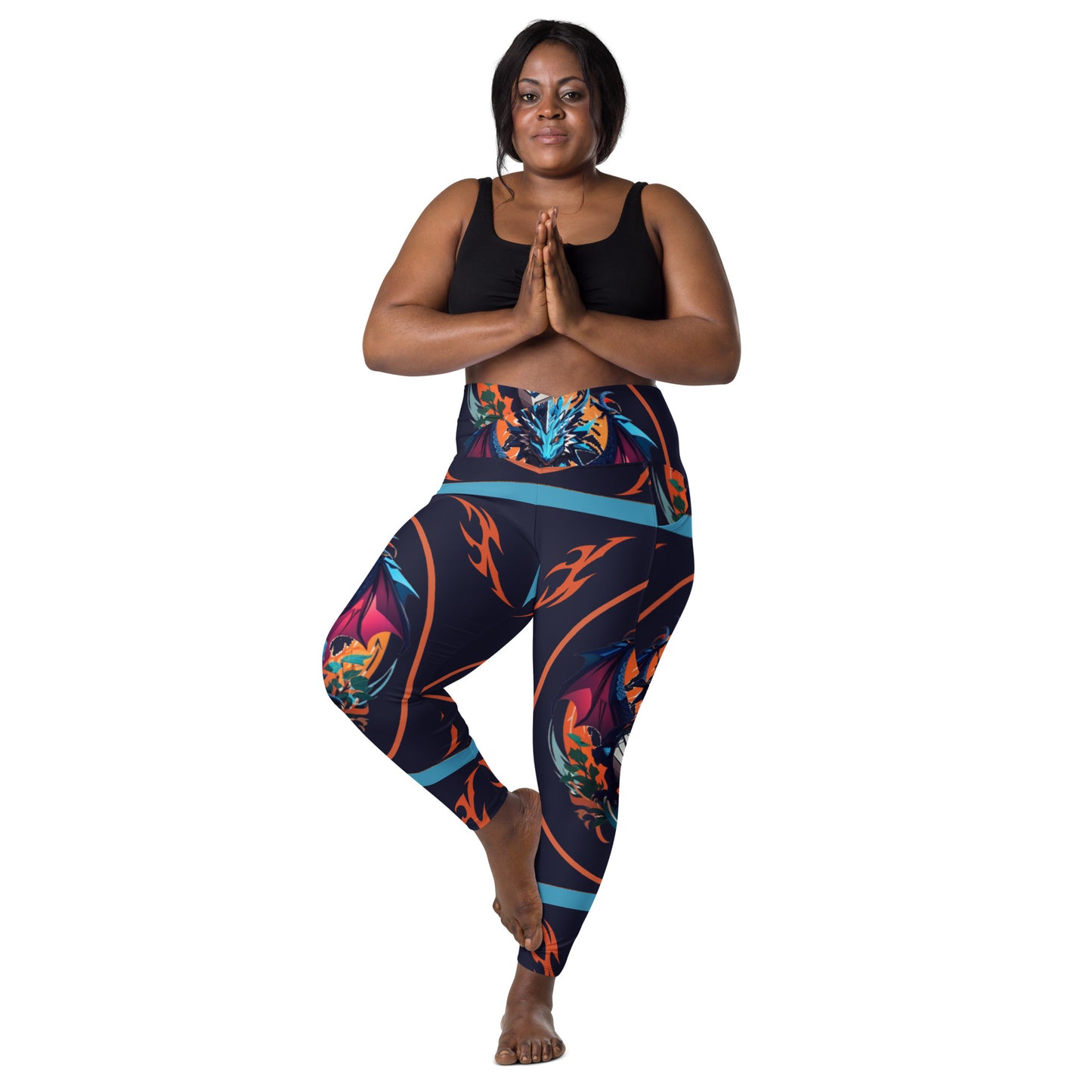 Legging cruzada com bolso e impressão all-over
