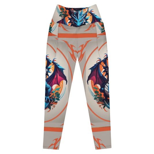 Legging cruzada com bolso e impressão all-over