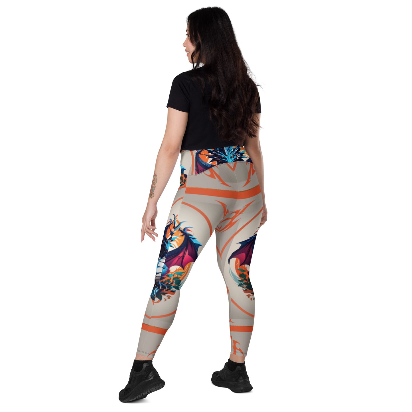 Legging cruzada com bolso e impressão all-over