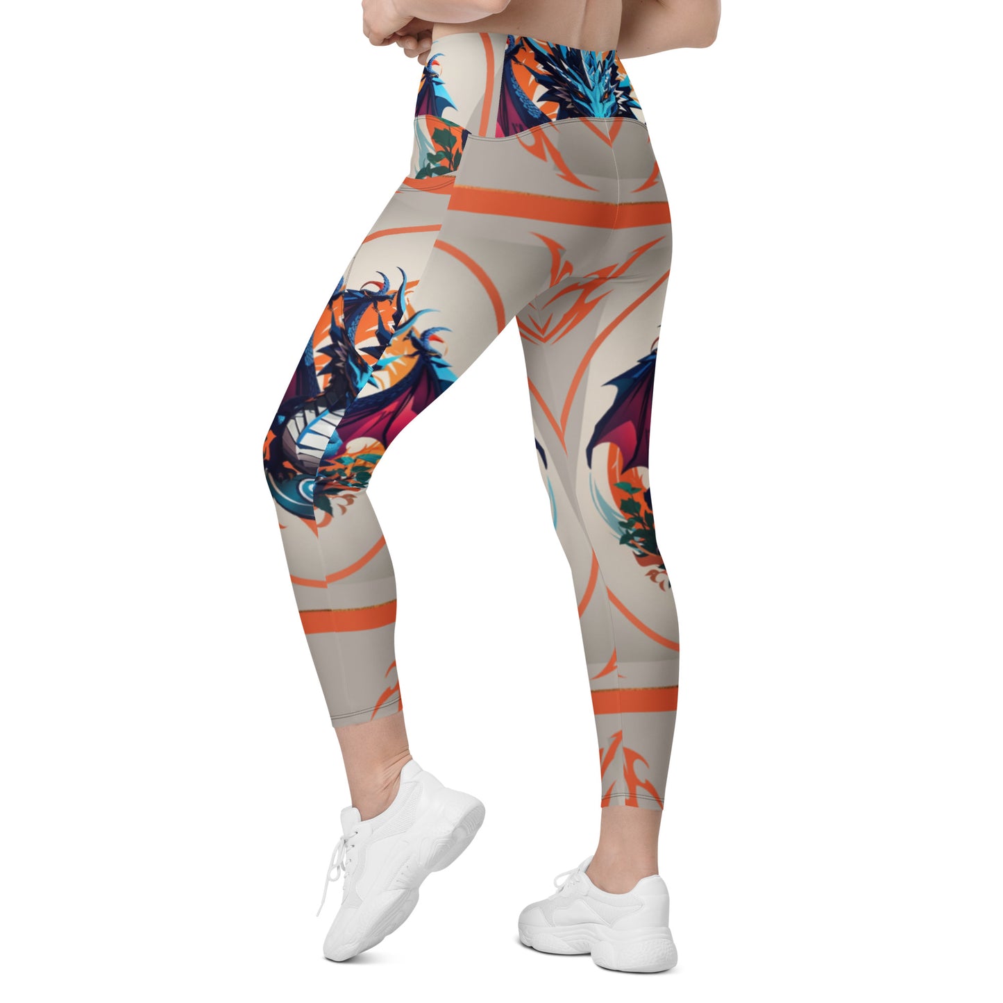 Legging cruzada com bolso e impressão all-over