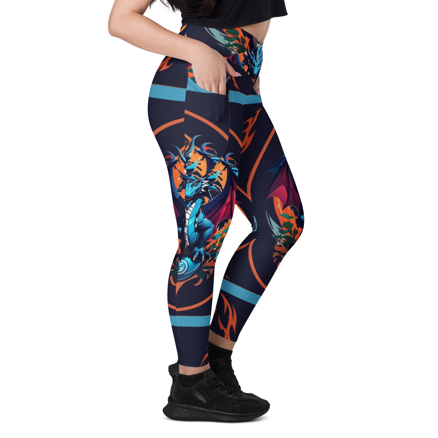 Legging cruzada com bolso e impressão all-over