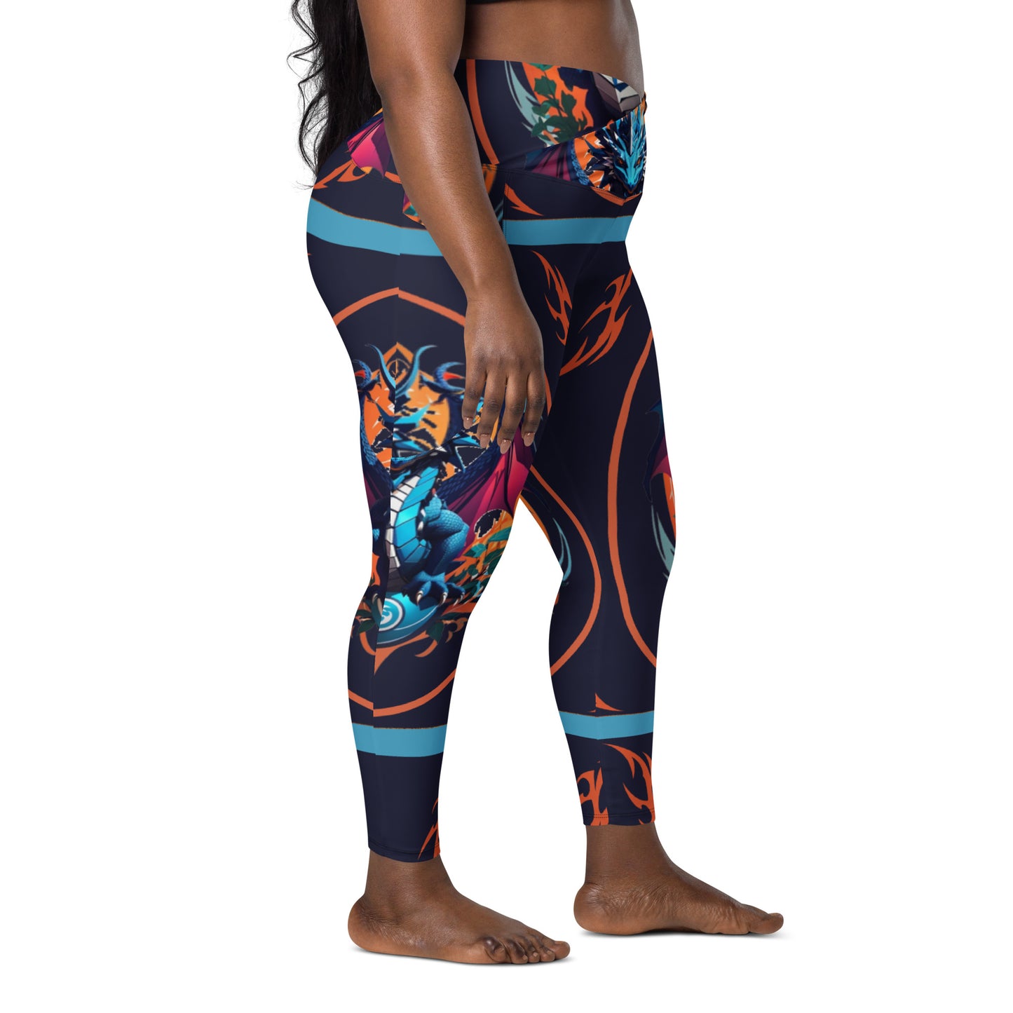Legging cruzada com bolso e impressão all-over