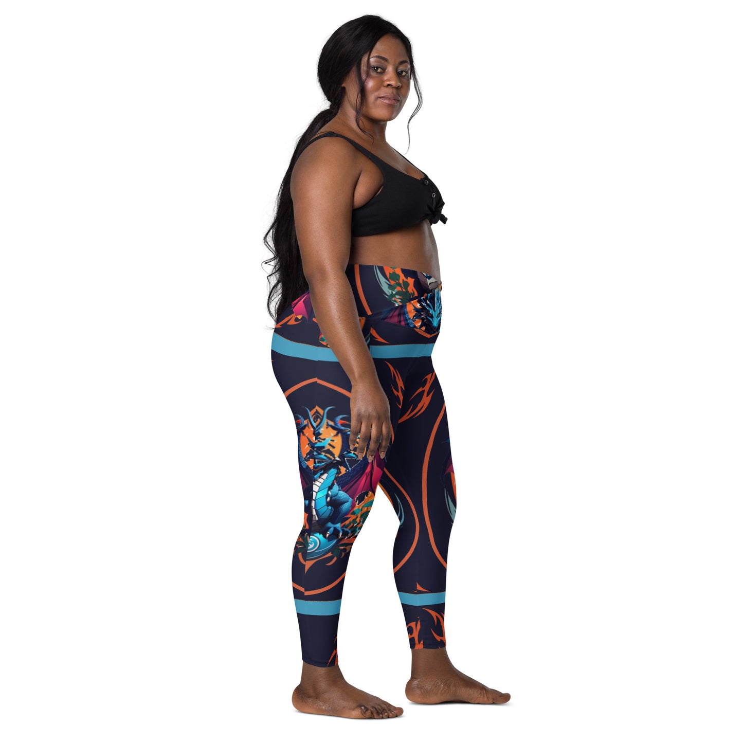 Legging cruzada com bolso e impressão all-over