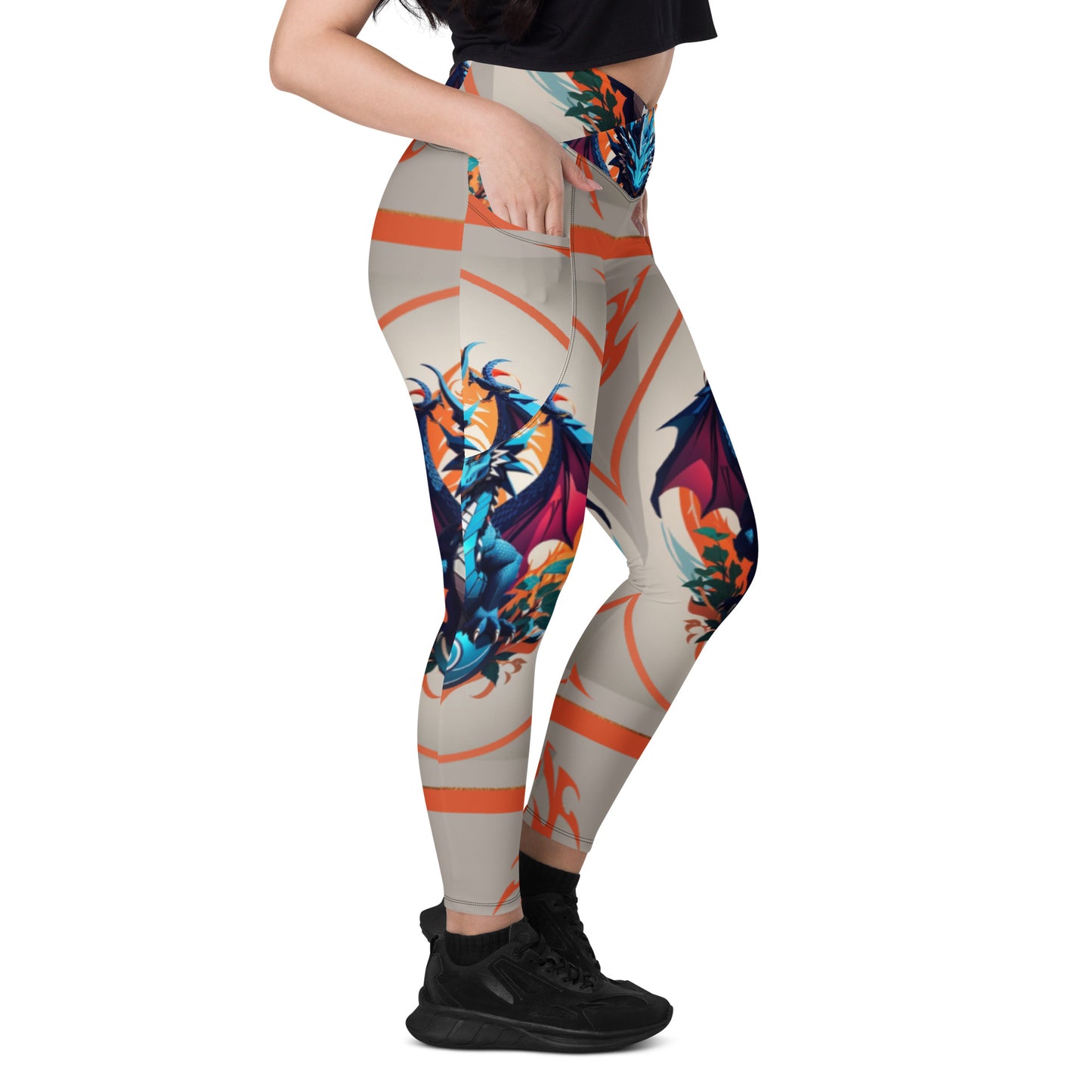Legging cruzada com bolso e impressão all-over