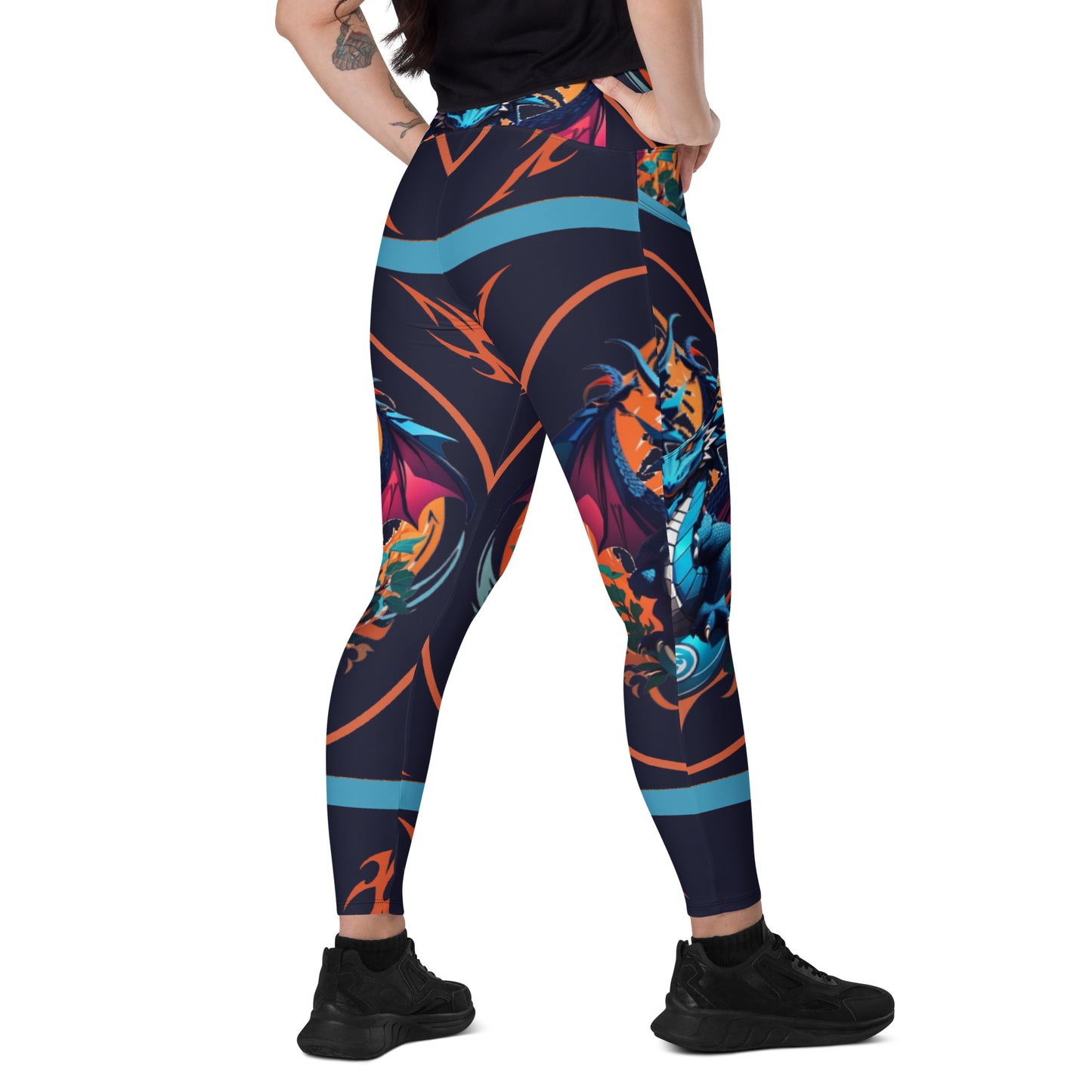 Legging cruzada com bolso e impressão all-over
