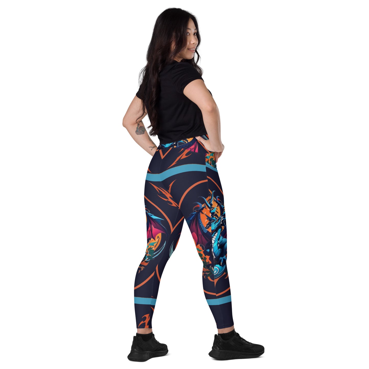 Legging cruzada com bolso e impressão all-over