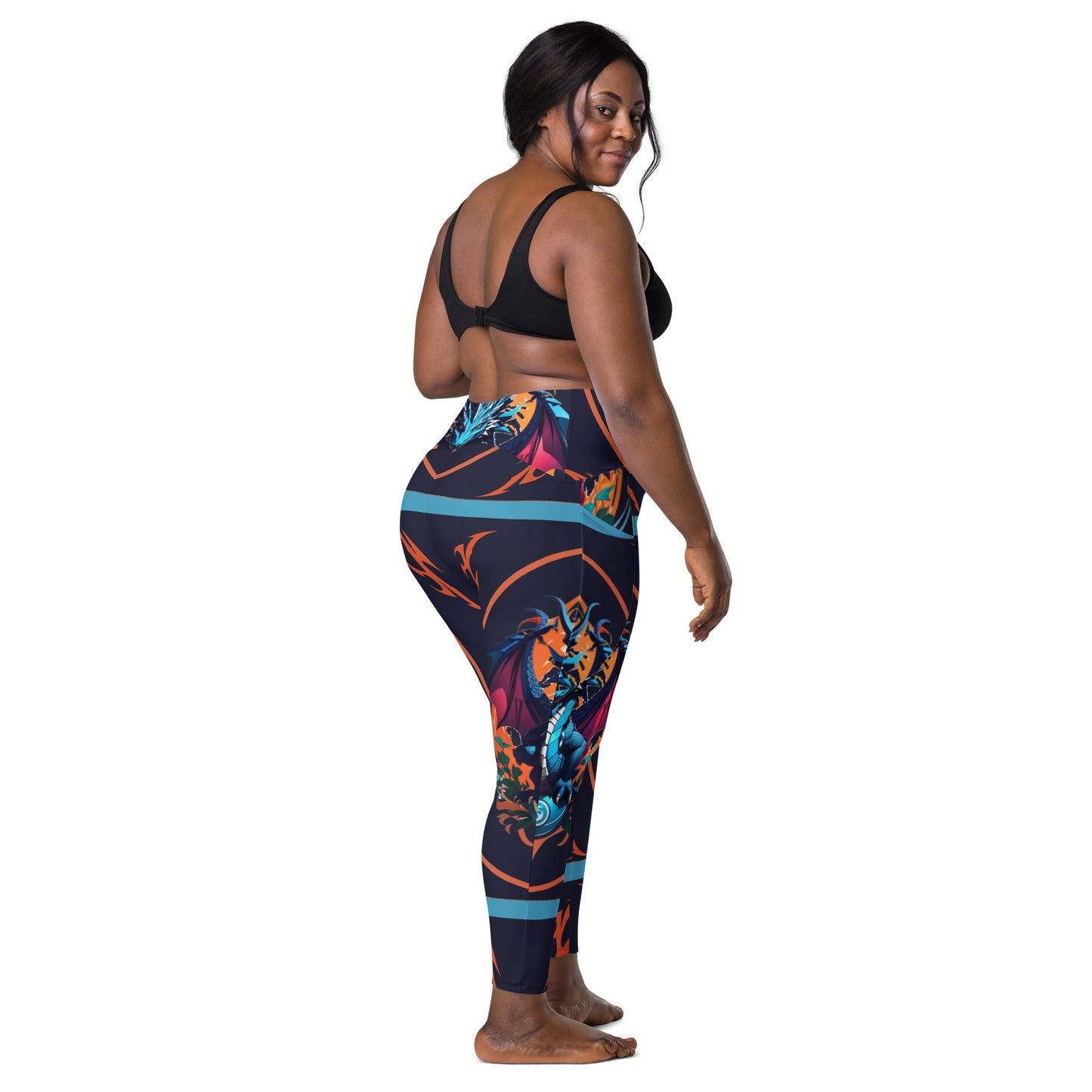 Legging cruzada com bolso e impressão all-over