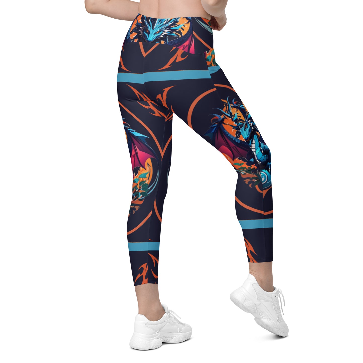 Legging cruzada com bolso e impressão all-over