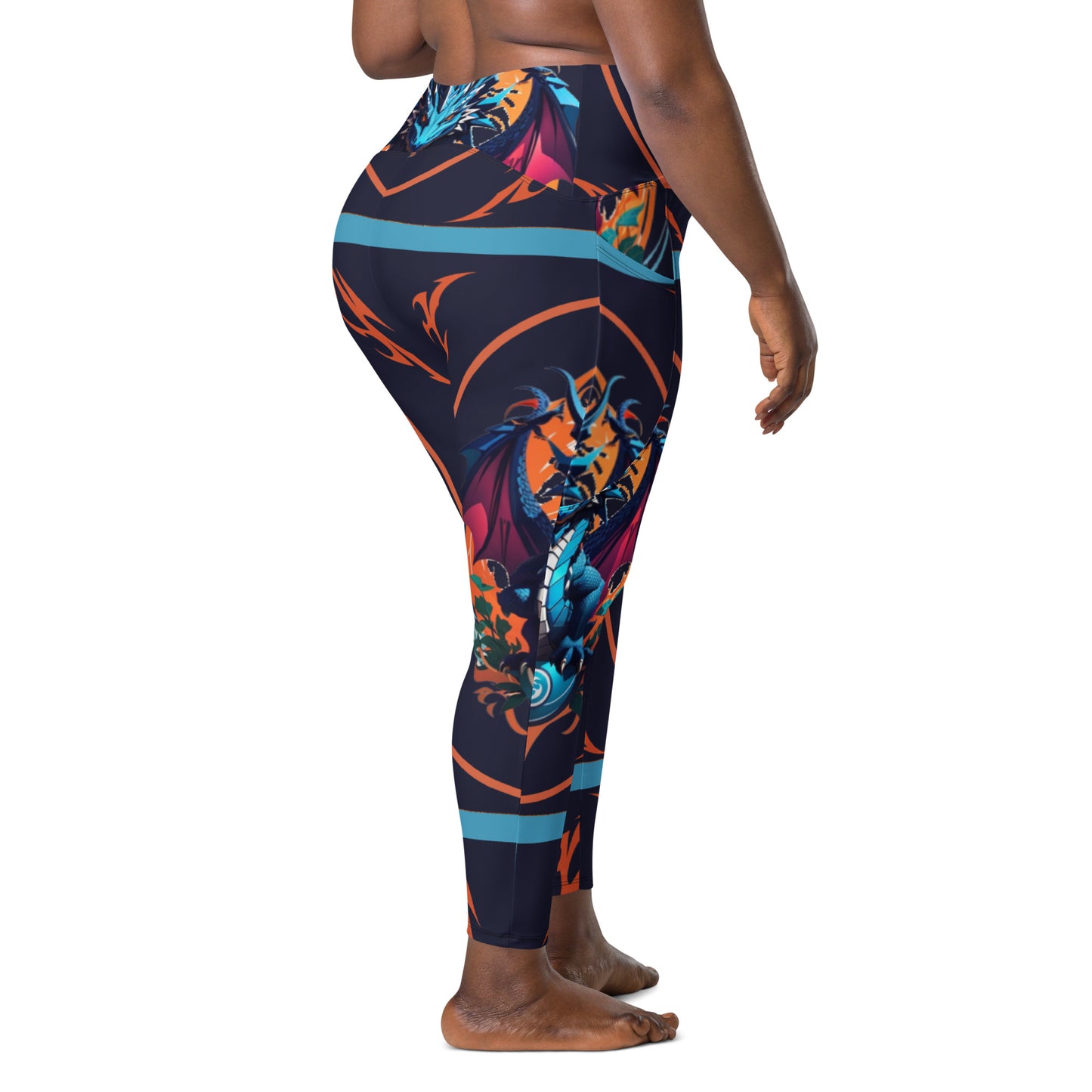 Legging cruzada com bolso e impressão all-over