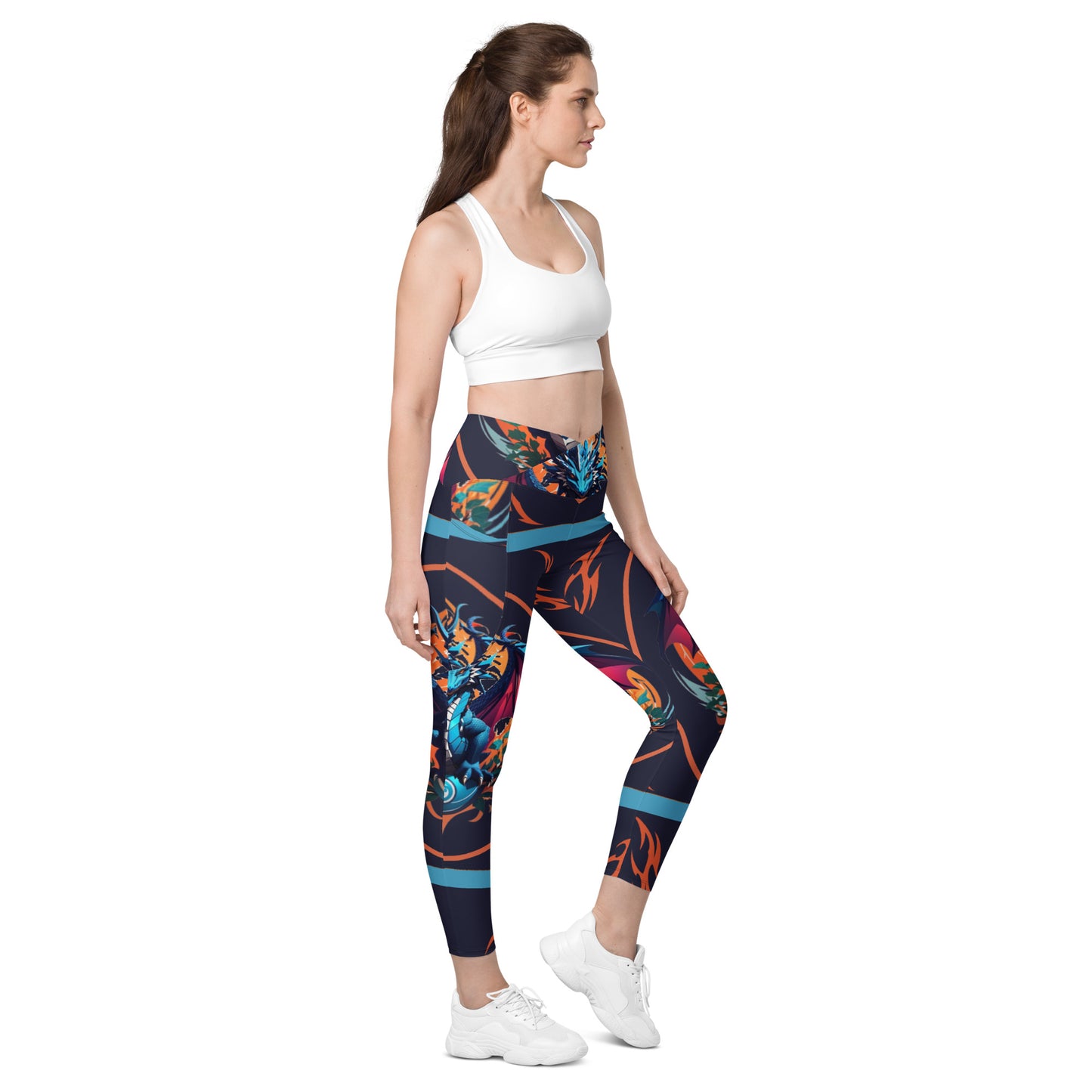 Legging cruzada com bolso e impressão all-over