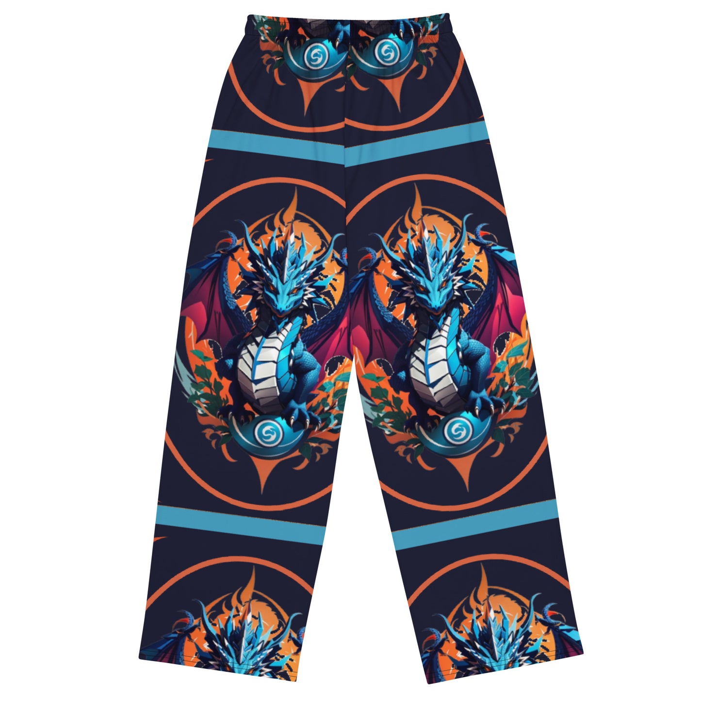 Calça wide leg unissex com impressão all-over
