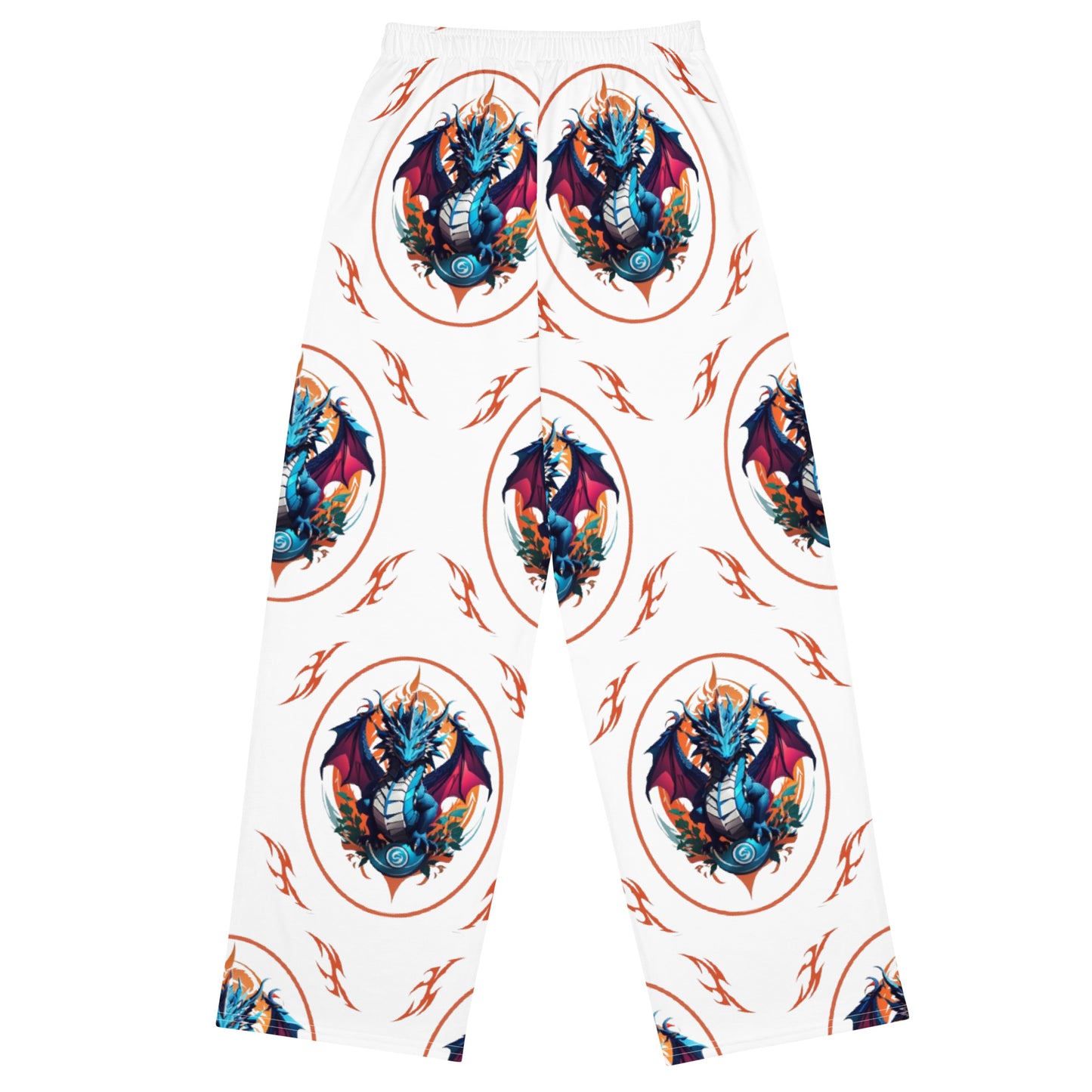 Calça wide leg unissex com impressão all-over