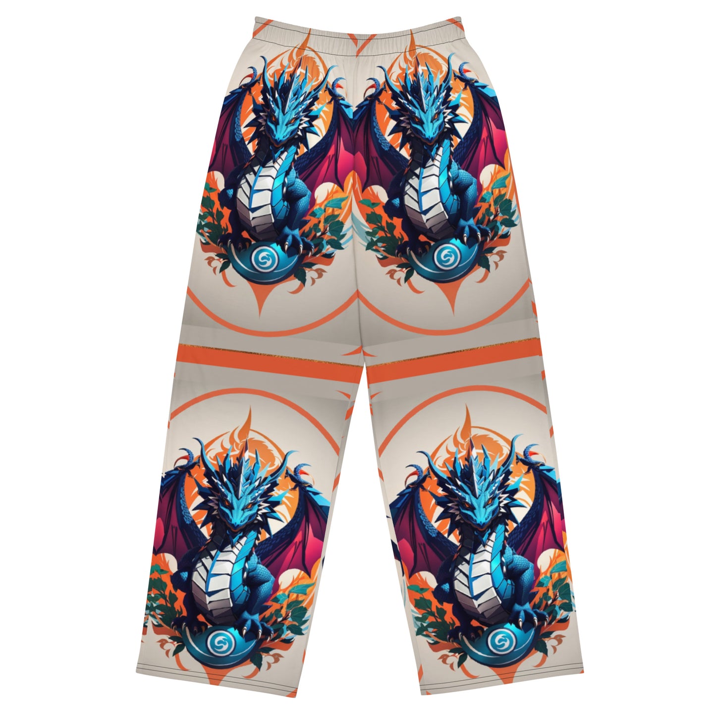 Calça wide leg unissex com impressão all-over