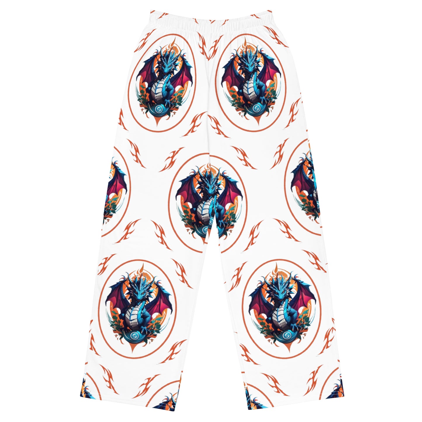 Calça wide leg unissex com impressão all-over