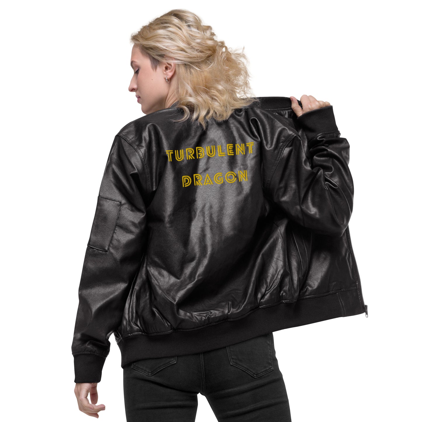 Jaqueta bomber de couro sintético