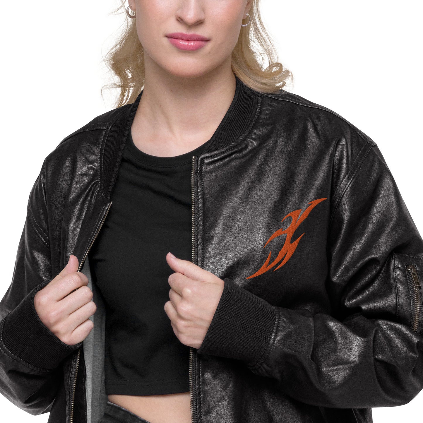 Jaqueta bomber de couro sintético