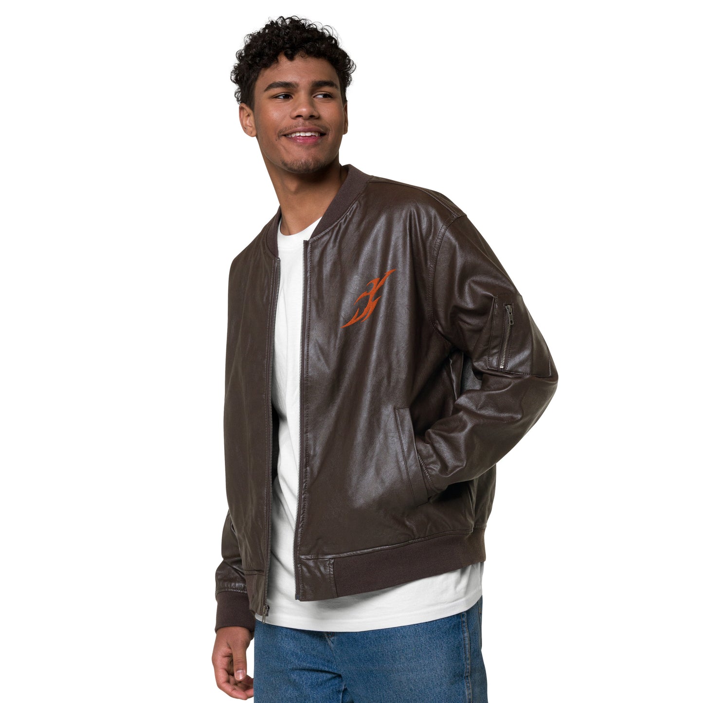 Jaqueta bomber de couro sintético