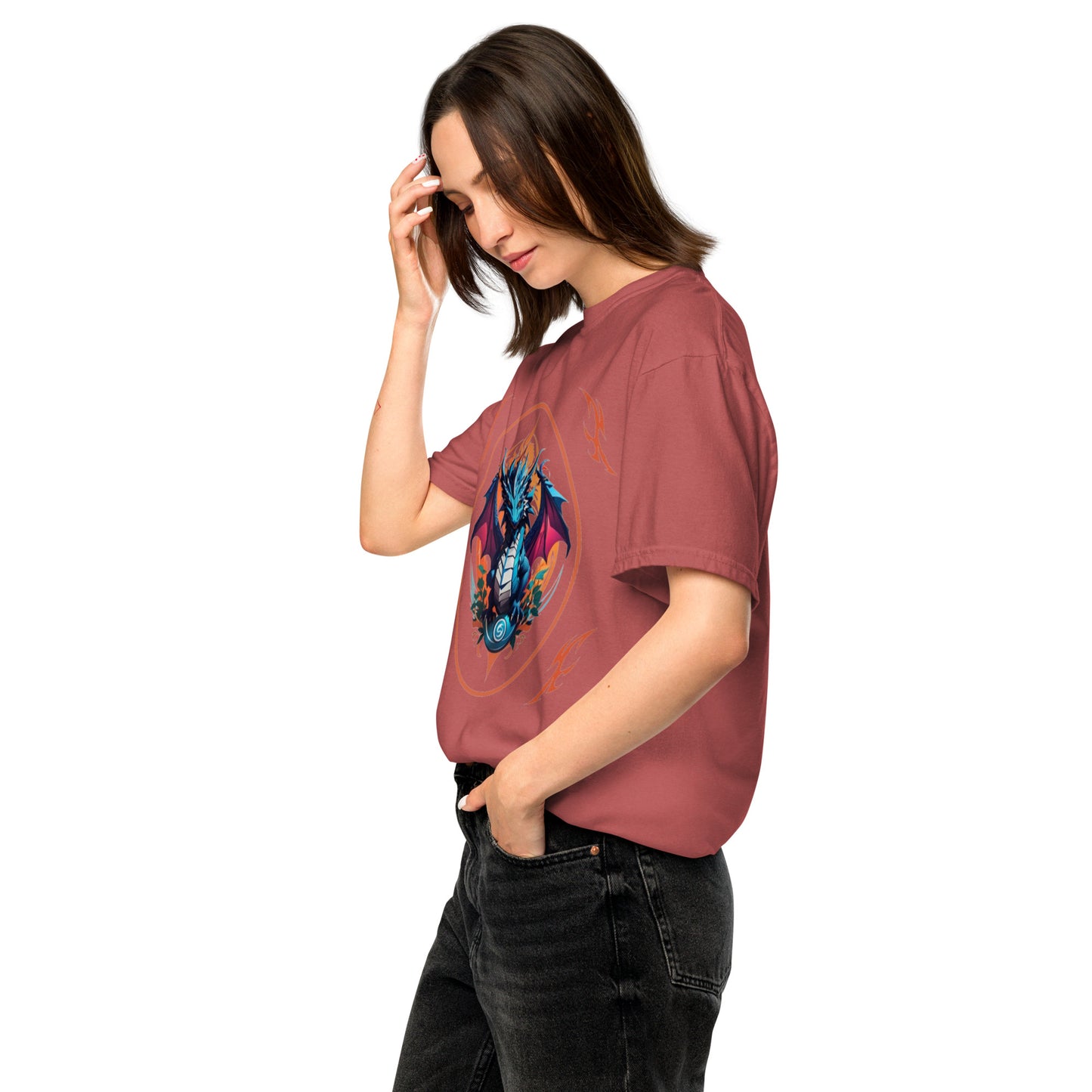 Camiseta grossa de tecido tingido unissex