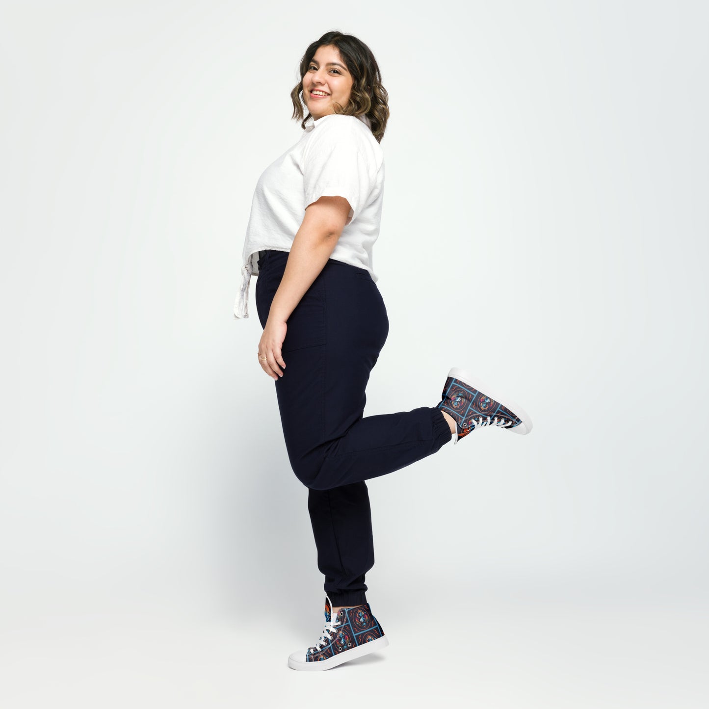 Tênis de lona de cano alto feminino