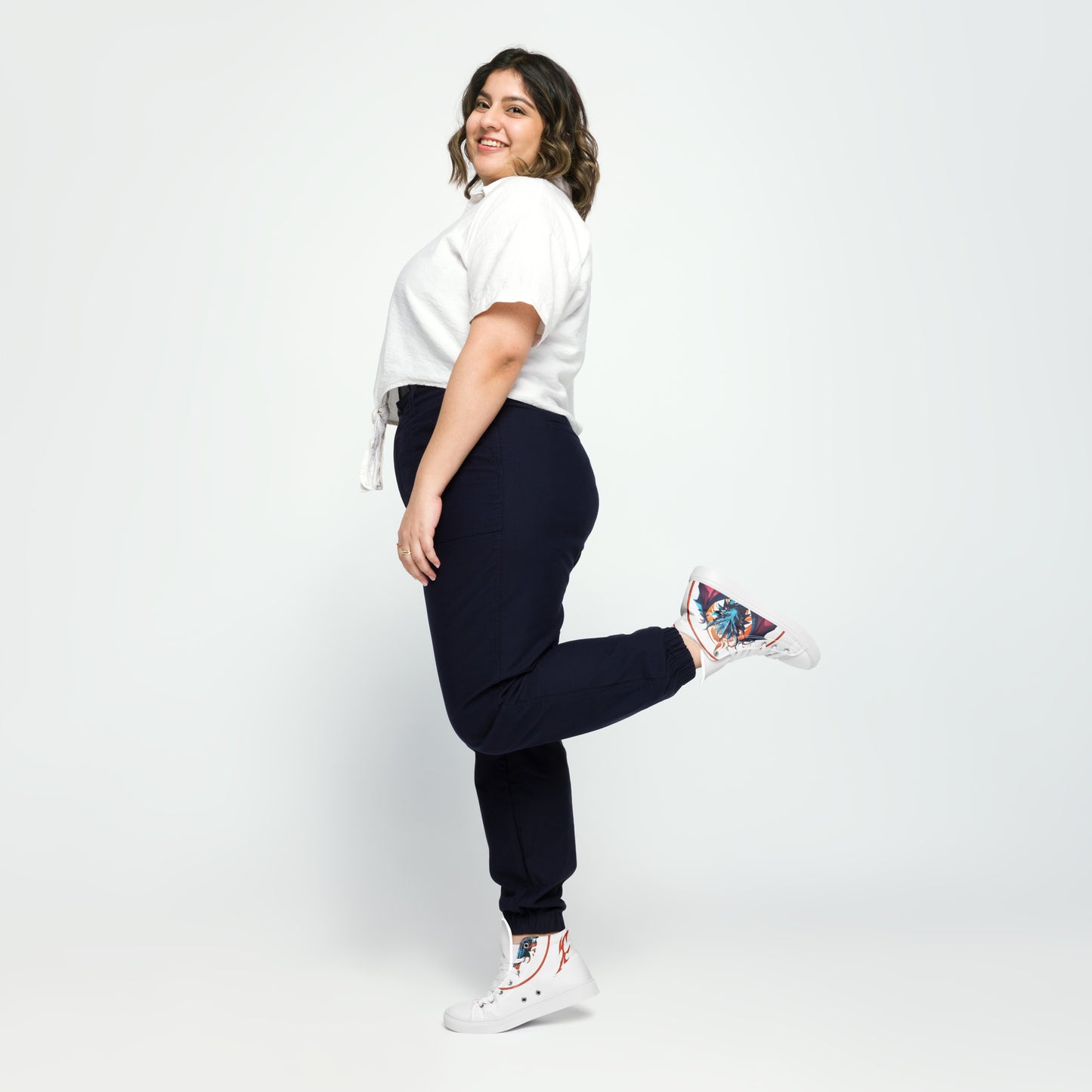 Tênis de lona de cano alto feminino