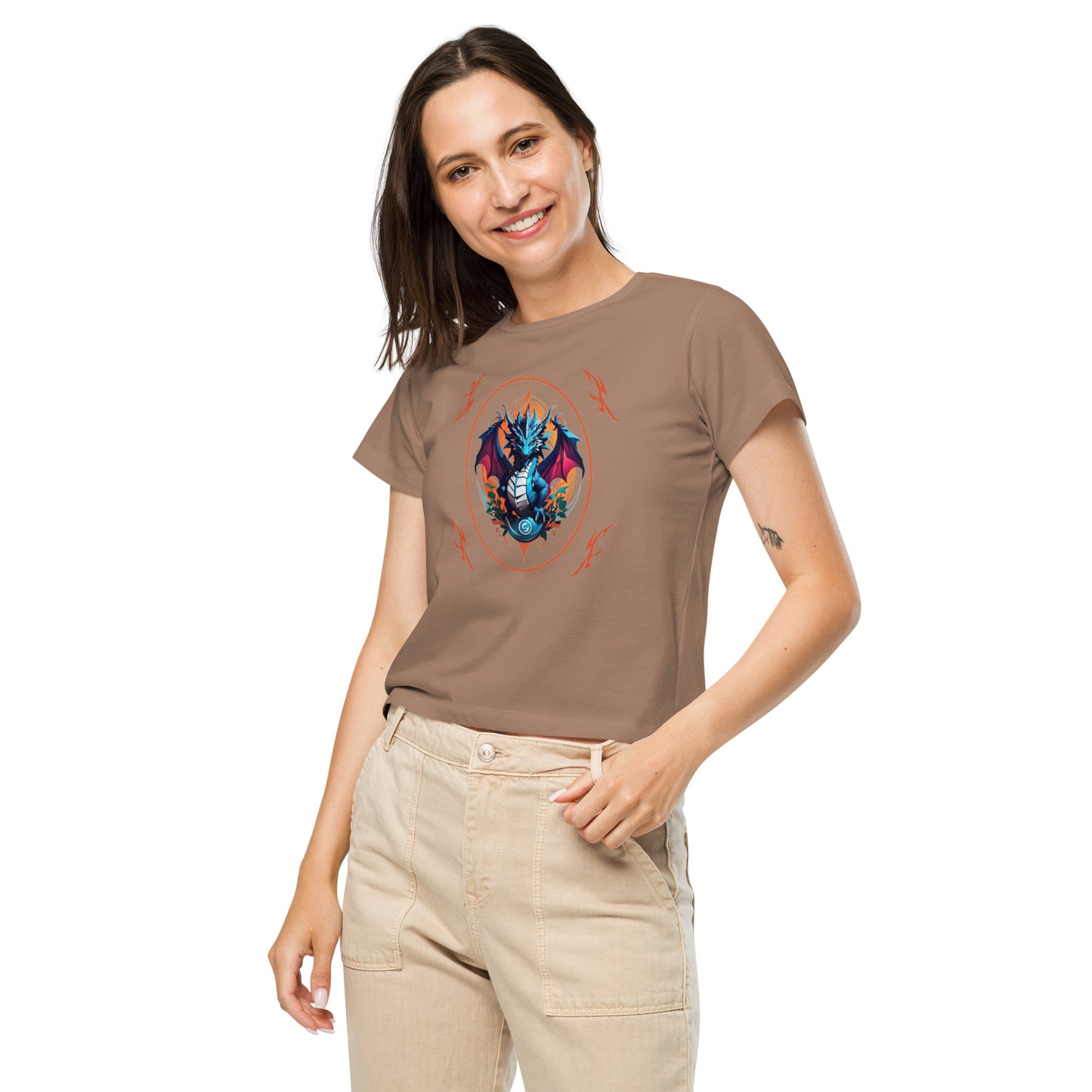 Camiseta de cintura alta feminina